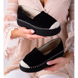SHELOVET Semišové espadrilky černý 1