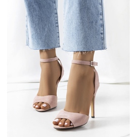 Růžové otevřené lodičky na podpatku Luigina růžový 1