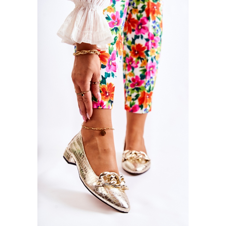 PA2 Kožené lakované hadí lodičky Golden Elissabeth zlatý 1