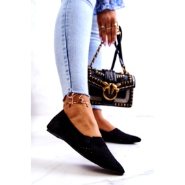 LU BOO Prolamované dámské baleríny Slip-on Black Rosario černá 1