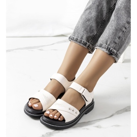 Bílé sandály na platformě Meis béžový ecru 1