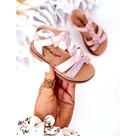 Růžové dětské sandály se třpytkami růžový 5