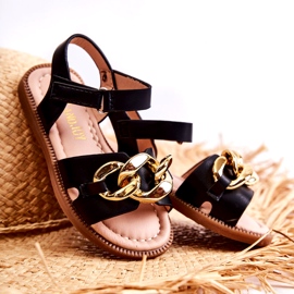 FR1 Dětské sandály s černým suchým zipem Layra zlatý 1