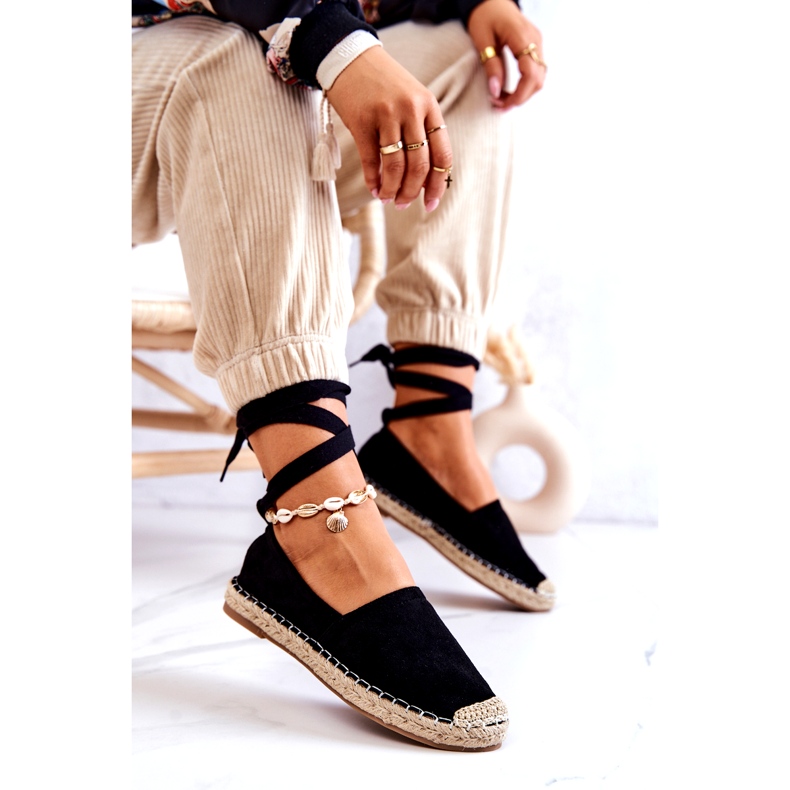 FB1 Ismanne Černé semišové espadrilky Vázané černá 4