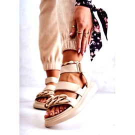 Kožené Sandály S řetízkem La.Fi Béžová Alissia béžový 1 Kožené Sandály S řetízkem La.Fi Béžová Alissia béžový 1