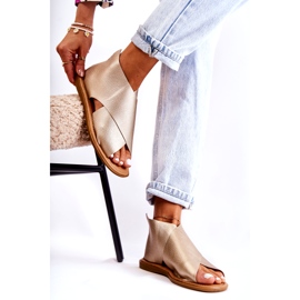 S.Barski Dámské kožené sandály Gold Catalise zlatý 1