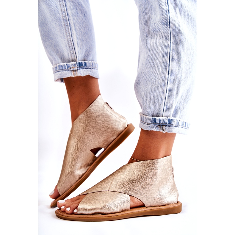 S.Barski Dámské kožené sandály Gold Catalise zlatý 4