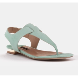 Marco Shoes Sandály z přírodní kůže v mátové barvě zelená 1