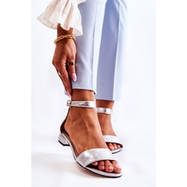 PA2 Dámské stříbrné kožené sandály Shanley stříbrný 1