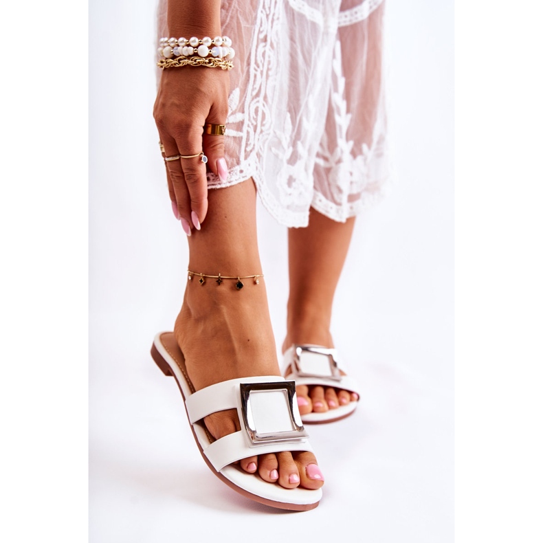 PG1 Dámské kožené pantofle s bílým zdobením Roysa 1