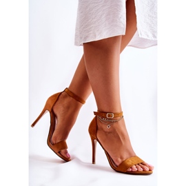 Hnědé Liberty Semišové Sandály Na Vysokém Podpatku hnědý 2