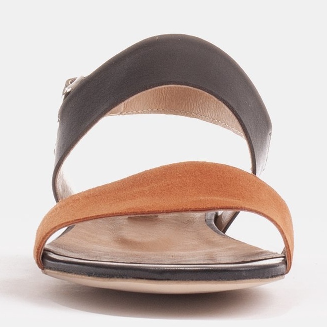 Marco Shoes Ploché sandály z pravé kůže s kovovým podpatkem hnědý 1