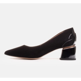 Marco Shoes Černé semišové lodičky s květinovým vzorem černá 1 Marco Shoes Černé semišové lodičky s květinovým vzorem černá 1
