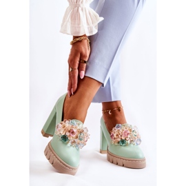 PA2 Elegantní lodičky s hladkým zeleným ornamentem caterine zelená 2