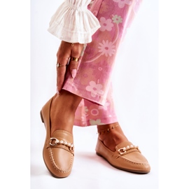 PG1 Dámské hnědé mokasíny s ozdobnými perlami od Sergia hnědý 2