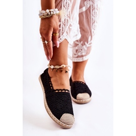 PH1 Dámské černé prolamované espadrilky černý 1