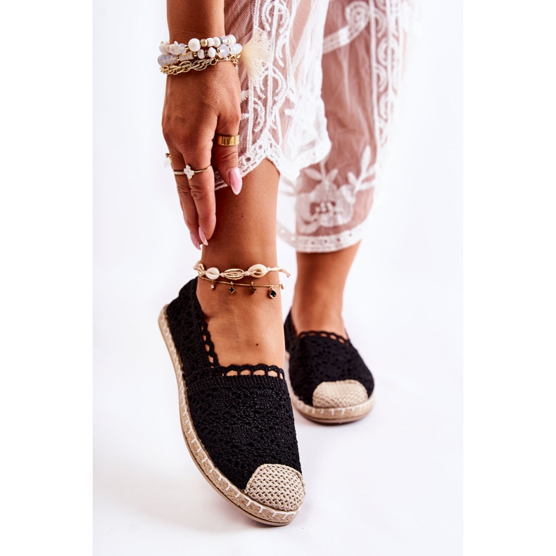 PH1 Dámské černé prolamované espadrilky černý 1