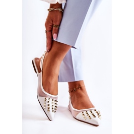 Dámské baleríny s cvočky White Kinley bílý 2