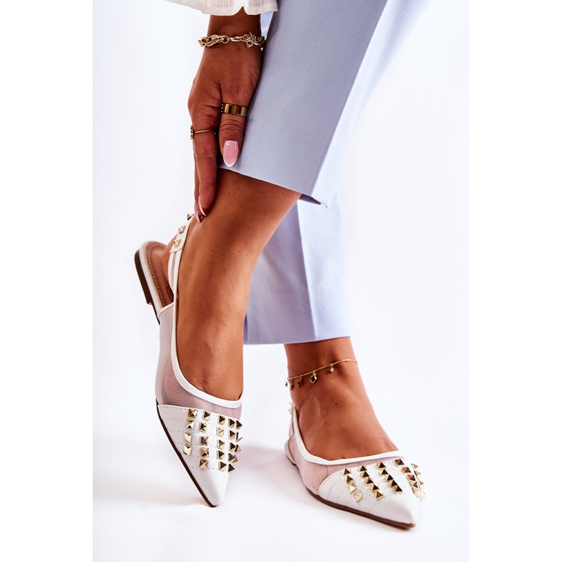 Dámské baleríny s cvočky White Kinley bílý 2