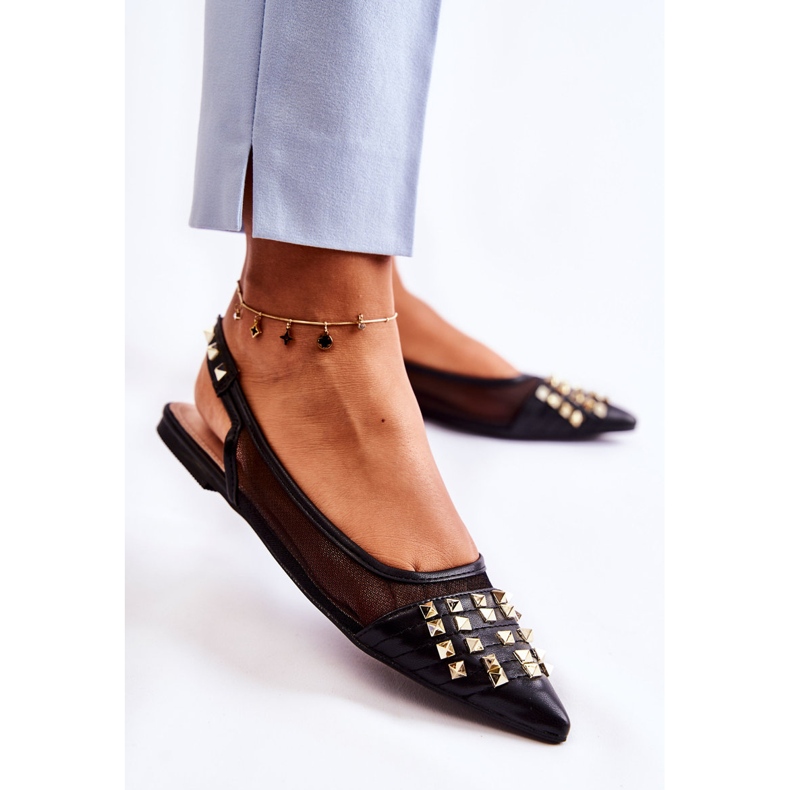 PG1 Dámské baleríny s cvočky Black Kinley černá 2