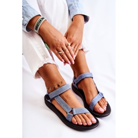 PM1 Klasické dámské sandály na suchý zip Světle modrá Kalla modrý 6