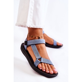 PM1 Klasické dámské sandály na suchý zip Světle modrá Kalla modrý 1