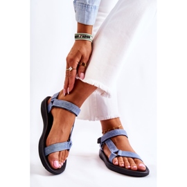 PM1 Klasické dámské sandály na suchý zip Světle modrá Kalla modrý 2