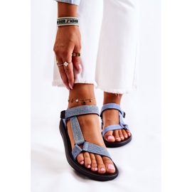 PM1 Klasické dámské sandály na suchý zip Světle modrá Kalla modrý 3