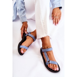 PM1 Klasické dámské sandály na suchý zip Světle modrá Kalla modrý 5
