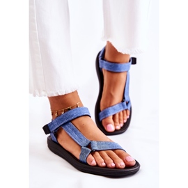 PM1 Klasické dámské sandály na suchý zip Blue Kalla modrý 6