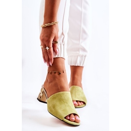 PA2 Dámské semišové pantofle na podpatku zelené perry zelená 1