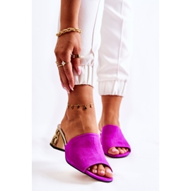 PA2 Semišové dámské pantofle na vysokém podpatku Fuchsia Perry růžový 1