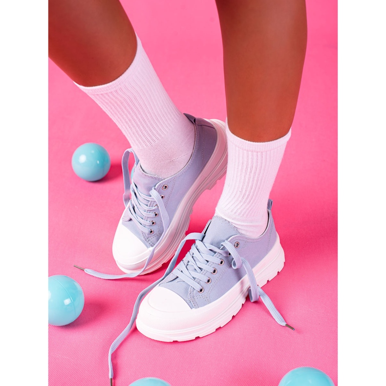 SHELOVET Modré Tenisky Na Platformě modrý 1