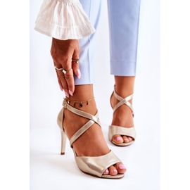 Sergio Leone Módní sandály na vysokém podpatku lesklé zlaté Loressa zlatý 1