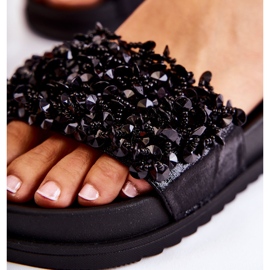 Dámské žabky na platformě s ozdobami, černá černý 4