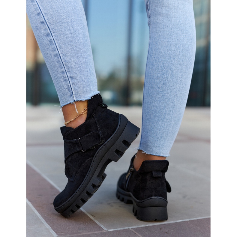 S.Barski Remgate Black Suede Trappers se zipem černý 4