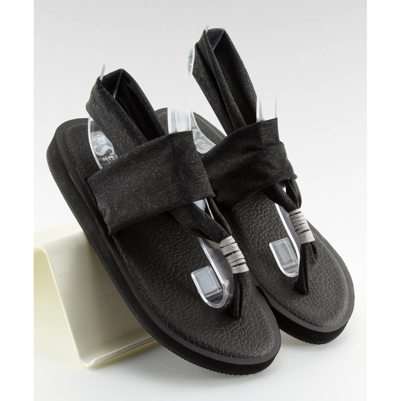 Černé bavlněné sandály DD81P černý 2