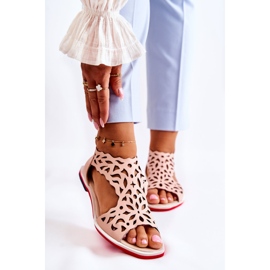 PA2 Kožené světle růžové prolamované sandály Alima růžový 1