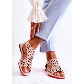 PA2 Kožené světle růžové prolamované sandály Alima růžový 2