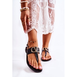 PS1 Dámské sandály žabky s černým zdobením Calia černá 1