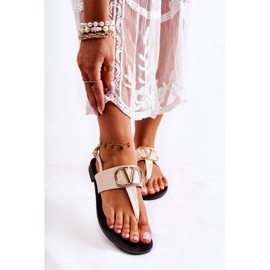 PS1 Dámské sandály žabky s béžovým zdobením Calia 1