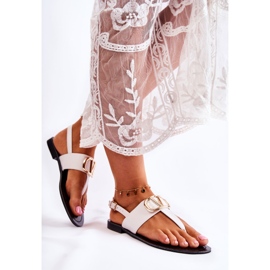 PS1 Dámské sandály žabky s bílým zdobením Calia 2 PS1 Dámské sandály žabky s bílým zdobením Calia 2