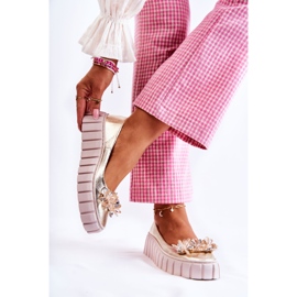 PA2 Kožené Baleríny Na Platformě Se Zlatým Ornamentem Ladette 2