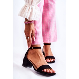 PA2 Dámské semišové sandály na vysokém podpatku Black Tellis černá 1