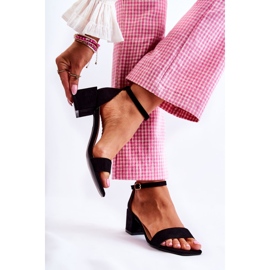 PA2 Dámské semišové sandály na vysokém podpatku Black Tellis černá 2