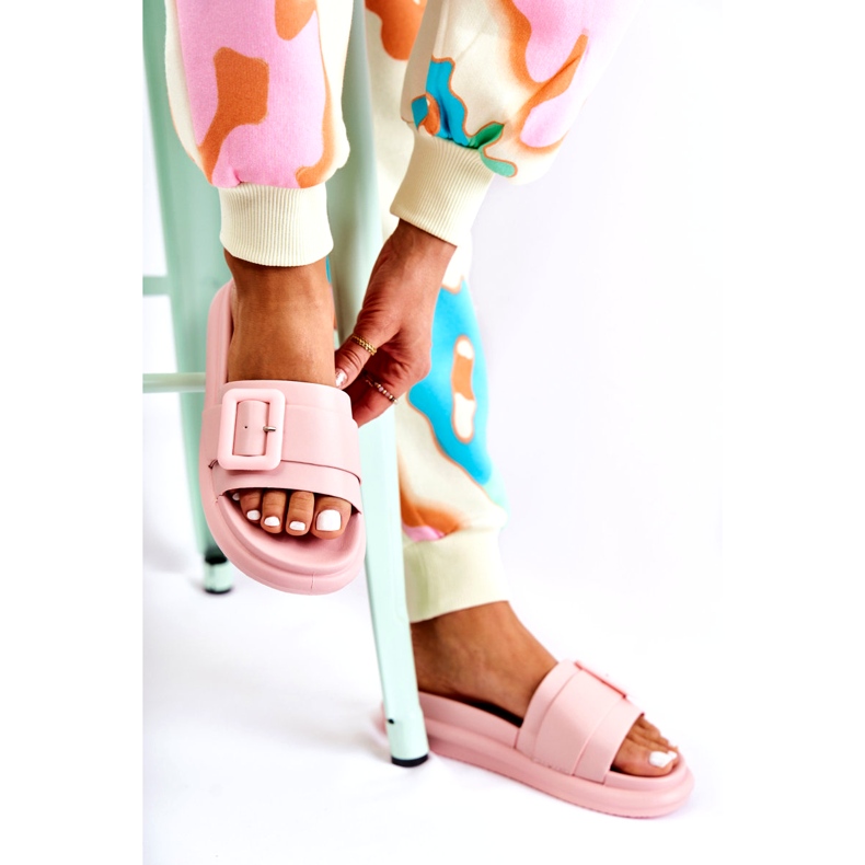 Dámské žabky s přezkou, růžové růžový 3