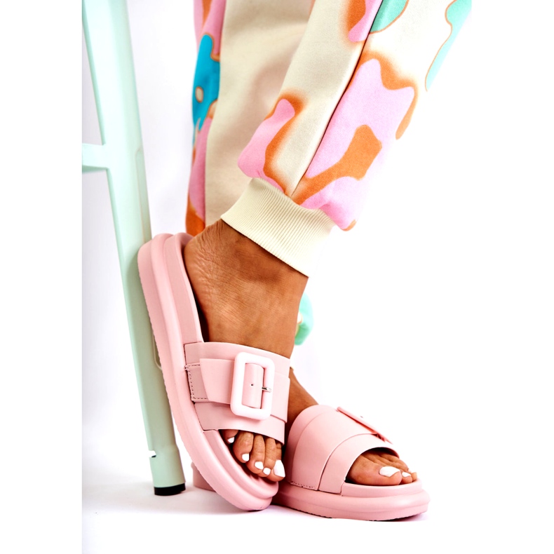 Dámské žabky s přezkou, růžové růžový 2