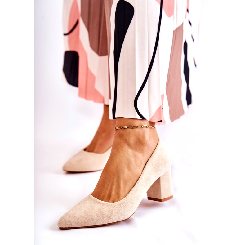 PS1 Klasické Semišové Lodičky Na Baru Béžové Lency béžový 1