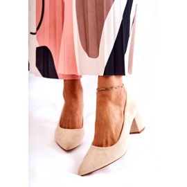 PS1 Klasické Semišové Lodičky Na Baru Béžové Lency béžový 4