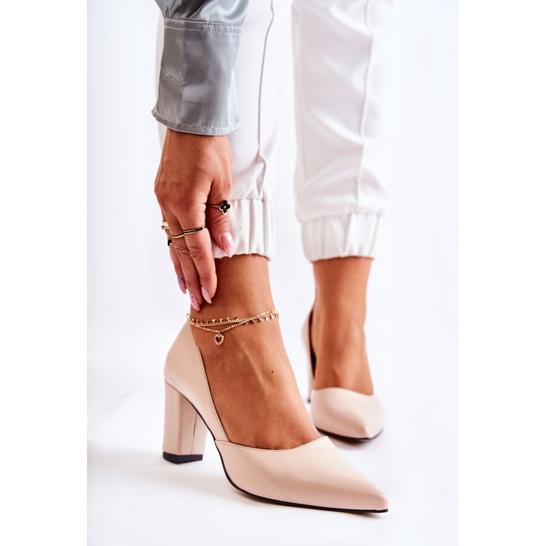 PA2 Módní Kožené Lodičky Na Baru Béžové Emoce béžový 1